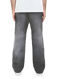 Embroidered Heavyweight Fleece Straight-Leg Pants