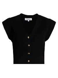V-Neck Button-Front Knit Top