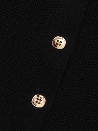 V-Neck Button-Front Knit Top