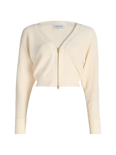 V-Neck Zip-Front Knit Top