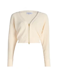 V-Neck Zip-Front Knit Top