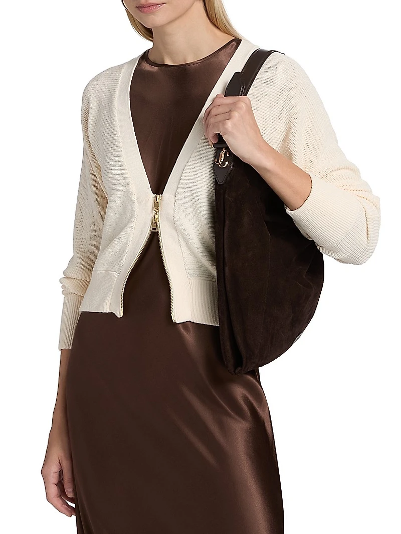 V-Neck Zip-Front Knit Top