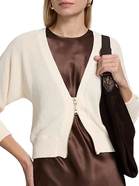V-Neck Zip-Front Knit Top