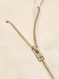 V-Neck Zip-Front Knit Top