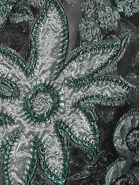 Floral Embroidered Bishop-Sleeve Gown