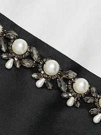 Embellished Satin Two-Tone Shirtwaist Gown