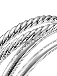 Bold Crossover Multi Row Cuff Bracelet in Sterling Silver, 24.4MM