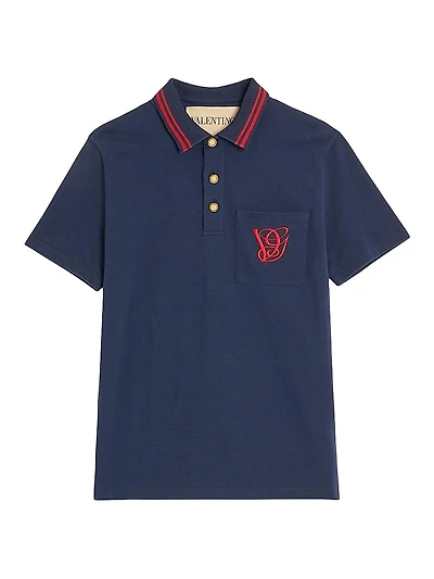 Cotton Piqué Polo Shirt with VG Embroidery