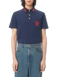 Cotton Piqué Polo Shirt with VG Embroidery