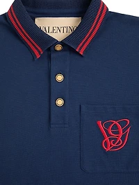 Cotton Piqué Polo Shirt with VG Embroidery