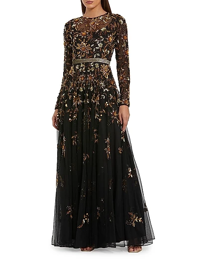 Embellished Chiffon Gown