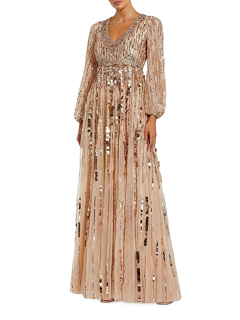 Sequin-Embellished Gown