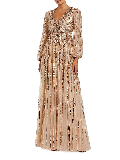 Sequin-Embellished Gown