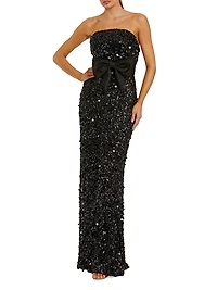 Bandeau Sequined Column Gown