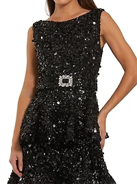 Sequined Tiered Midi-Dress