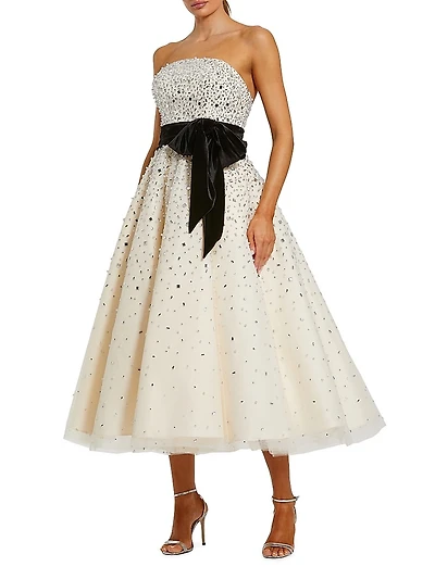 Bandeau Beaded Midi-Dress
