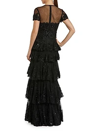 Embellished Tiered Gown