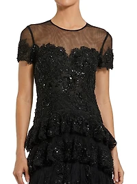 Embellished Tiered Gown