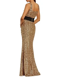 Sequined Bow Column Gown