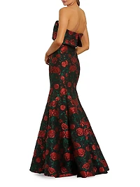 Floral Brocade Strapless Mermaid Gown