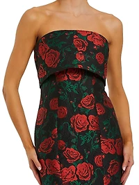 Floral Brocade Strapless Mermaid Gown