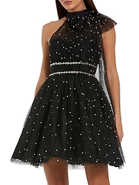 Embellished Tulle Mini Cocktail Dress