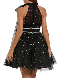 Embellished Tulle Mini Cocktail Dress