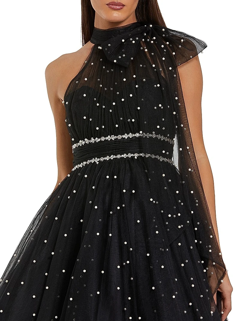 Embellished Tulle Mini Cocktail Dress