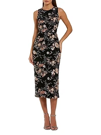Floral Embellished Velvet Cocktail Dress