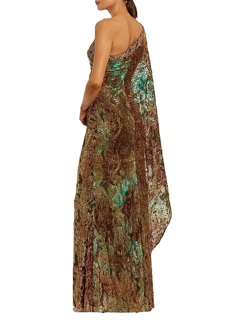 Beaded Burnout Velvet Kaftan Gown