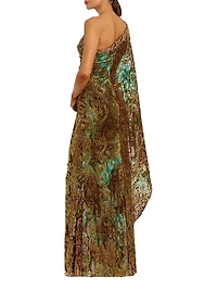 Beaded Burnout Velvet Kaftan Gown