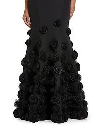 Rose Appliqué Crêpe Mermaid Gown