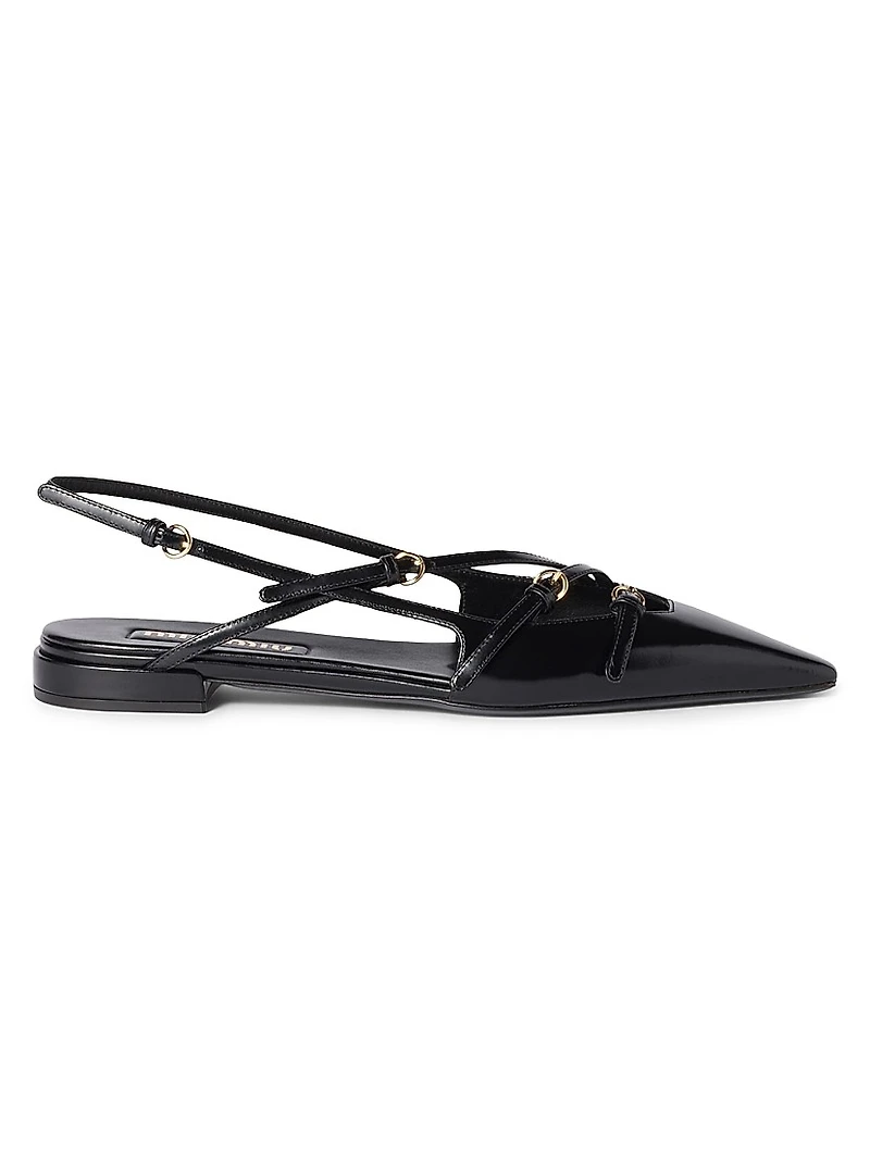 Leather Slingback Ballerinas with Buckles