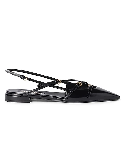 Leather Slingback Ballerinas with Buckles