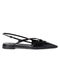 Leather Slingback Ballerinas with Buckles