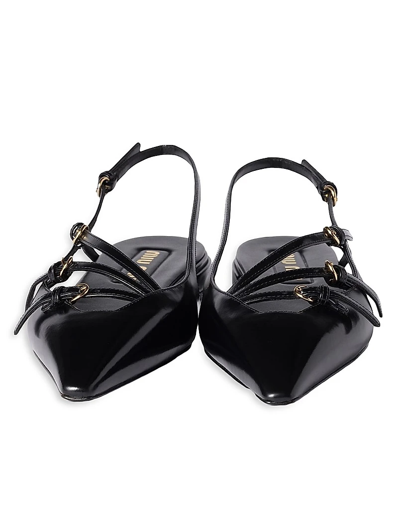 Leather Slingback Ballerinas with Buckles