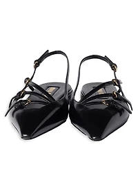 Leather Slingback Ballerinas with Buckles