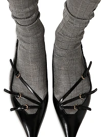 Leather Slingback Ballerinas with Buckles