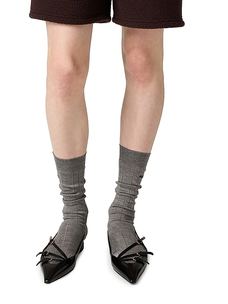 Leather Slingback Ballerinas with Buckles