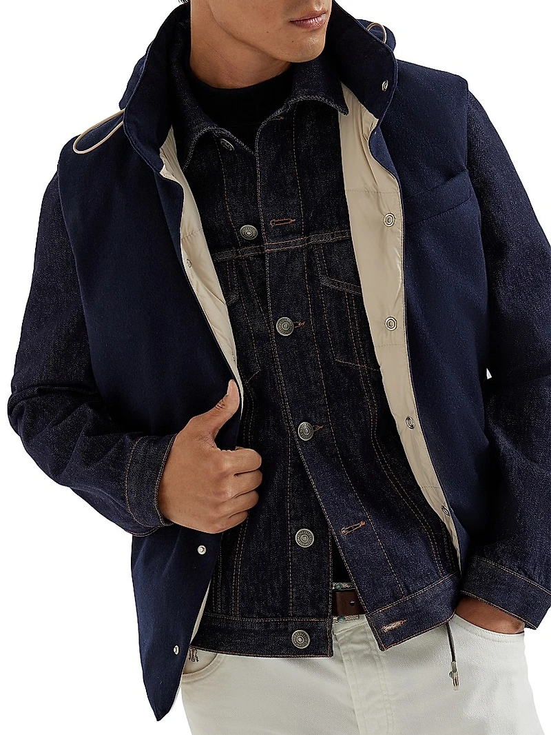 Bonded Wool Beaver Cloth Down Vest