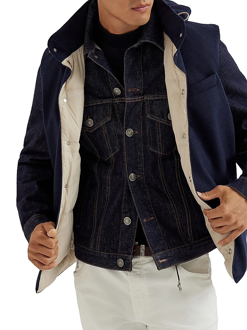 Bonded Wool Beaver Cloth Down Vest