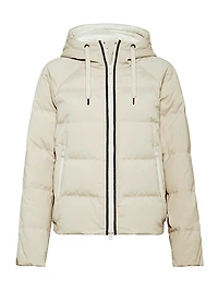 Techno Canvas Hooded Down Jacket with Shiny Eyelets