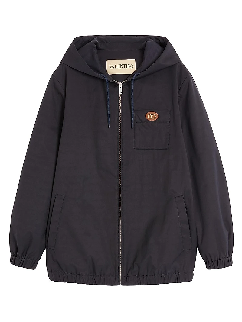 Nylon Hooded Jacket with VLogo Patch