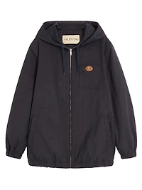 Nylon Hooded Jacket with VLogo Patch