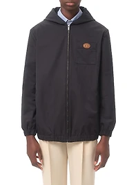 Nylon Hooded Jacket with VLogo Patch