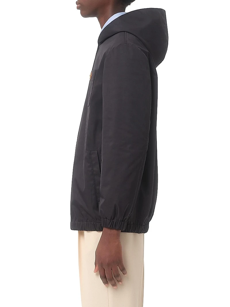 Nylon Hooded Jacket with VLogo Patch