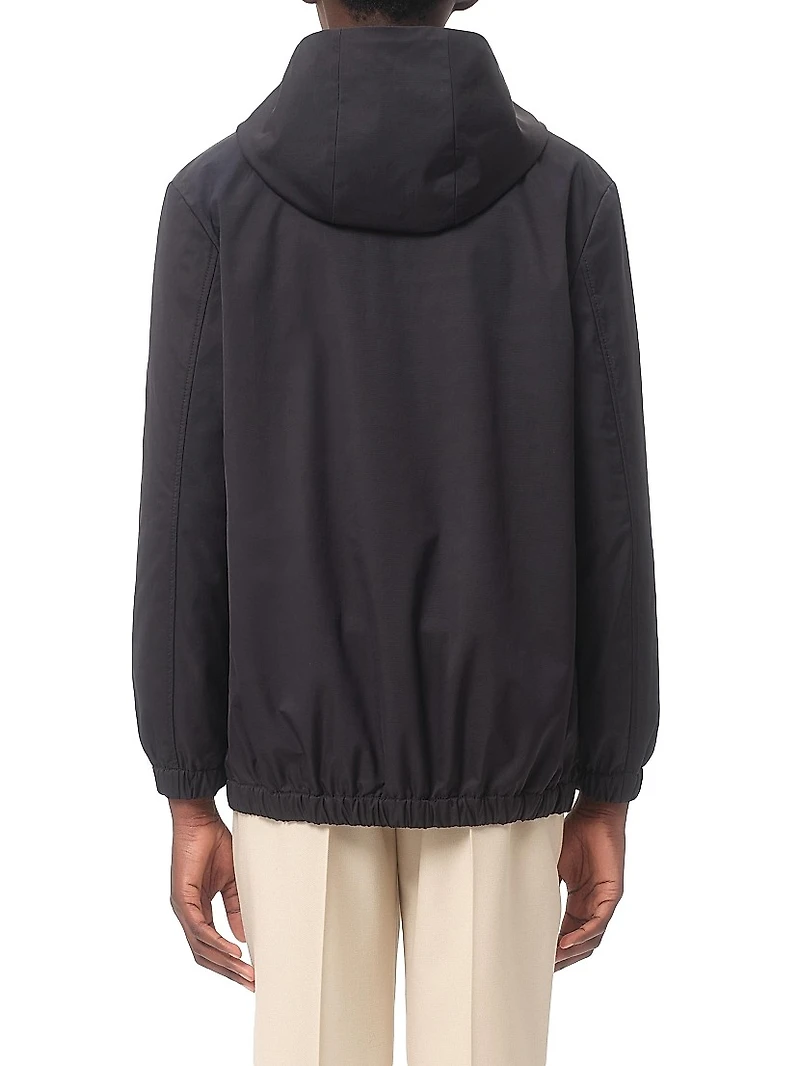 Nylon Hooded Jacket with VLogo Patch