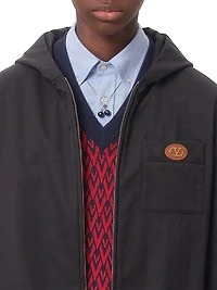 Nylon Hooded Jacket with VLogo Patch