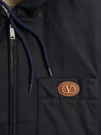 Nylon Hooded Jacket with VLogo Patch