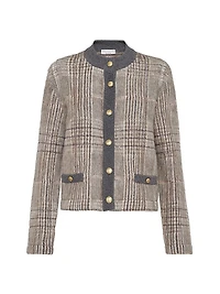 Mohair Virgin Wool and Cashmere Jacquard Cardigan